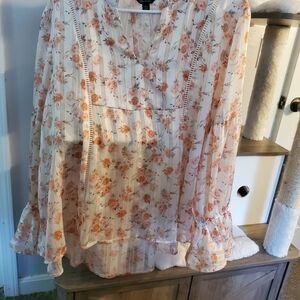 Versona Floral Blouse - Cream and Pink